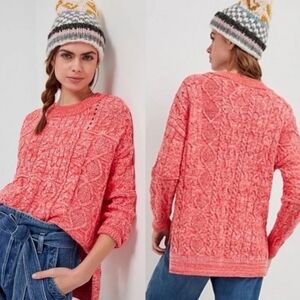 Anthropologie Pilcro Jasmine Cable-Knit Tunic Sweater, marledred, size L
